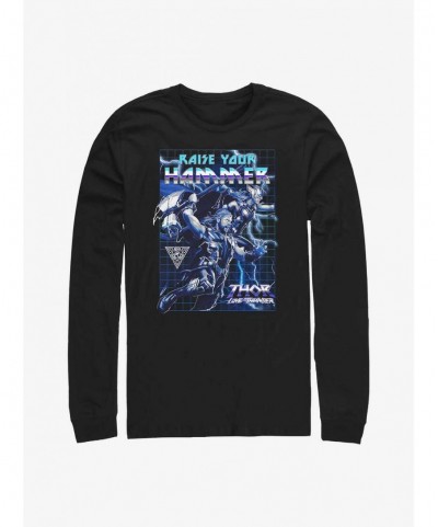 Sale Item Marvel Thor: Love And Thunder Raise Your Hammer Long Sleeve T-Shirt $12.37 T-Shirts