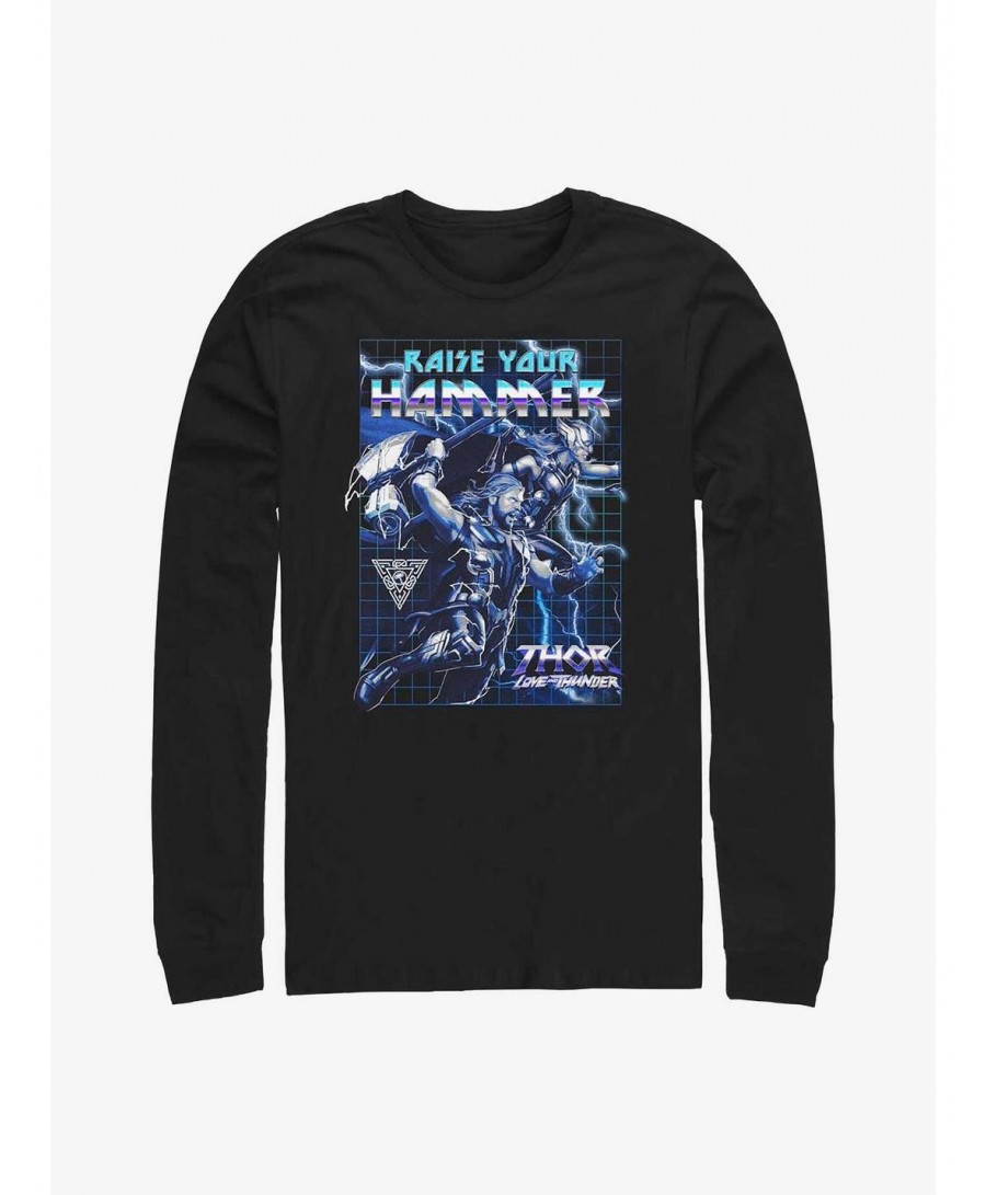 Sale Item Marvel Thor: Love And Thunder Raise Your Hammer Long Sleeve T-Shirt $12.37 T-Shirts