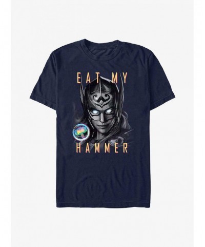 Hot Selling Marvel Thor: Love and Thunder Eat My Hammer Dr. Jane Foster Portrait T-Shirt $4.97 T-Shirts