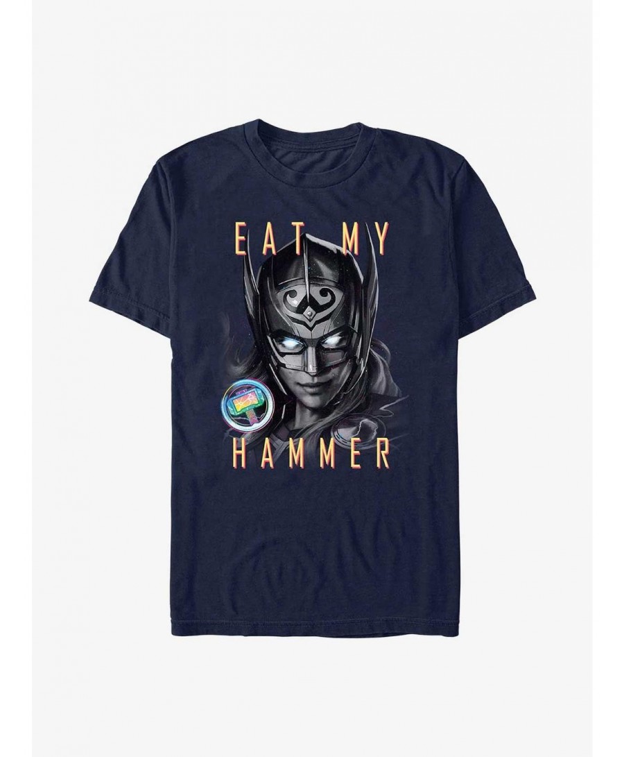 Hot Selling Marvel Thor: Love and Thunder Eat My Hammer Dr. Jane Foster Portrait T-Shirt $4.97 T-Shirts