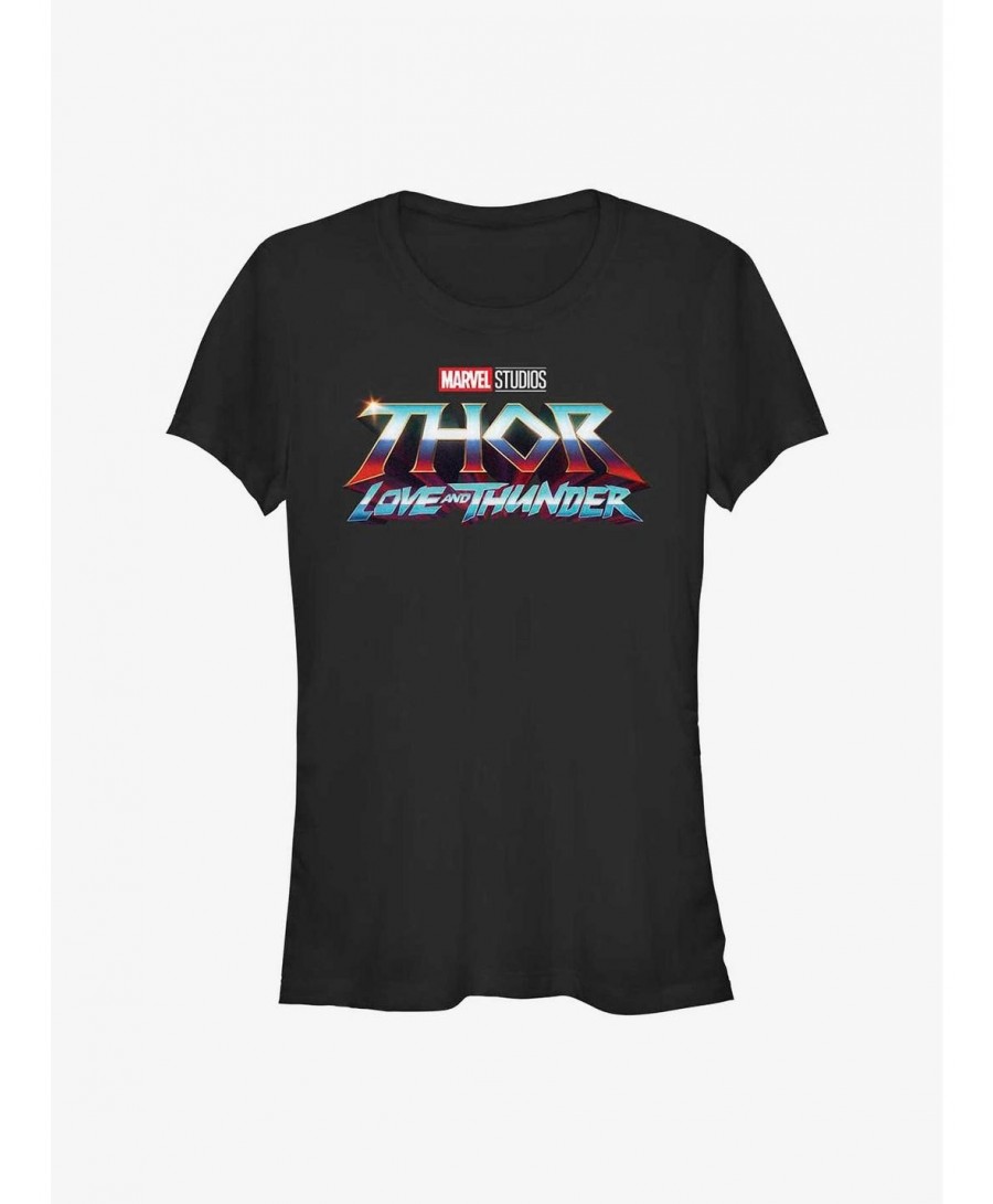 Seasonal Sale Marvel Thor: Love And Thunder Movie Logo Girls T-Shirt $6.47 T-Shirts