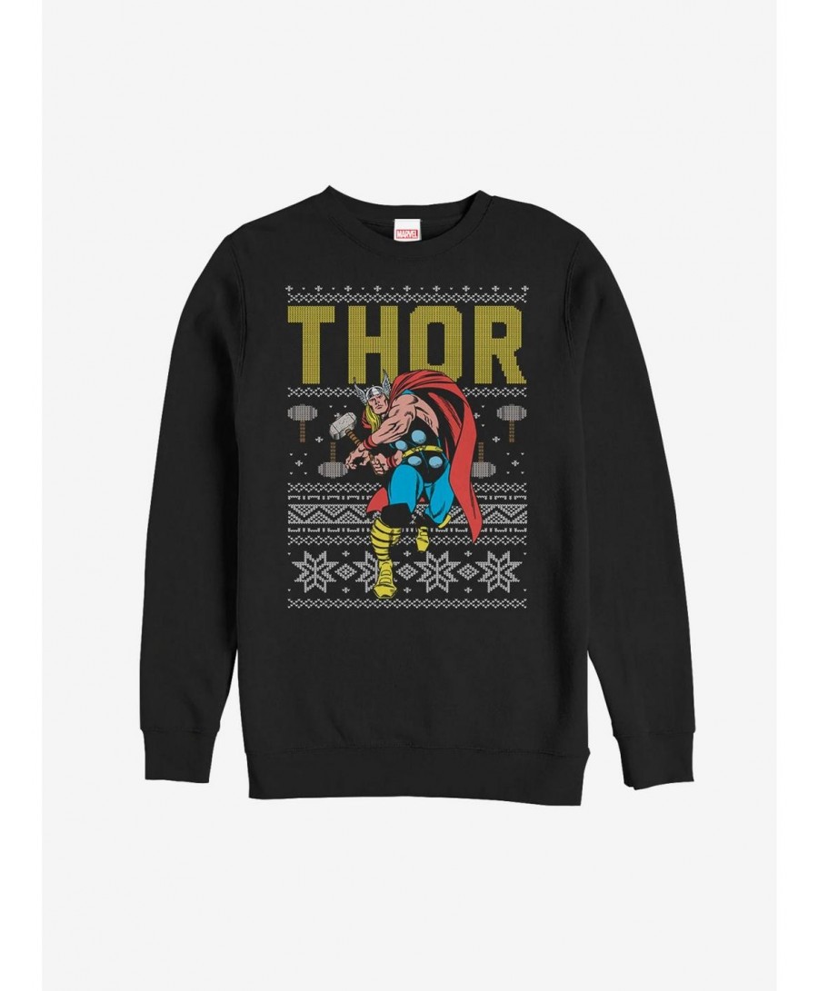 Festival Price Marvel Thor Ugly Christmas Sweater Sweatshirt $14.46 Sweatshirts