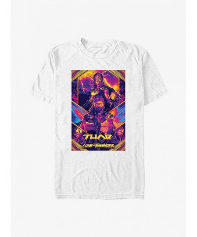 Clearance Marvel Thor: Love And Thunder Neon Poster T-Shirt $7.61 T-Shirts