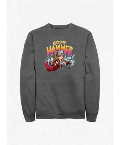 Bestselling Marvel Thor: Love and Thunder Mighty Thor Eat My Hammer Sweatshirt $8.86 Sweatshirts