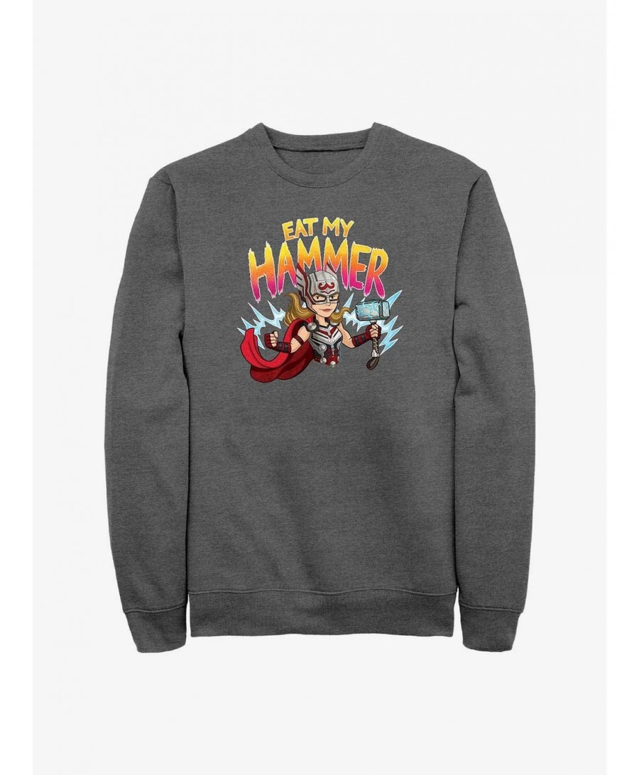 Bestselling Marvel Thor: Love and Thunder Mighty Thor Eat My Hammer Sweatshirt $8.86 Sweatshirts