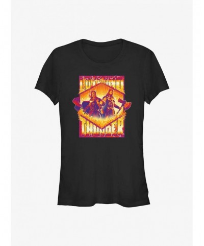 New Arrival Marvel Thor: Love and Thunder Two Thors Badge Girls T-Shirt $6.15 T-Shirts