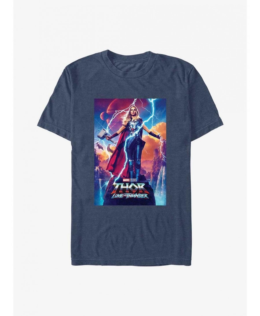 Fashion Marvel Thor: Love and Thunder Mighty Thor Movie Poster T-Shirt $6.68 T-Shirts