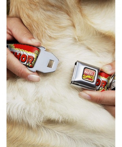 Huge Discount Marvel Thor Hammer Red Yellow White Seatbelt Buckle Dog Collar $9.96 Pet Collars