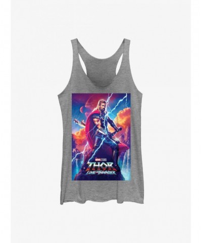 Absolute Discount Marvel Thor: Love and Thunder Asgardian Movie Poster Girls Tank $8.70 Tanks