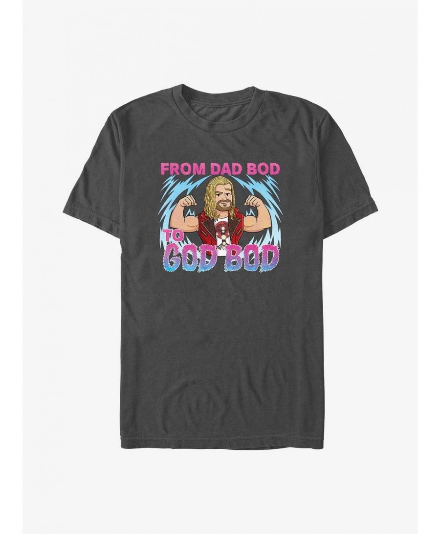 High Quality Marvel Thor: Love and Thunder Dad Bod To God Bod T-Shirt $5.90 T-Shirts