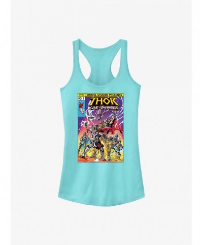 Low Price Marvel Thor: Love and Thunder For Asgard Comic Cover Girls Tank $6.97 Tanks