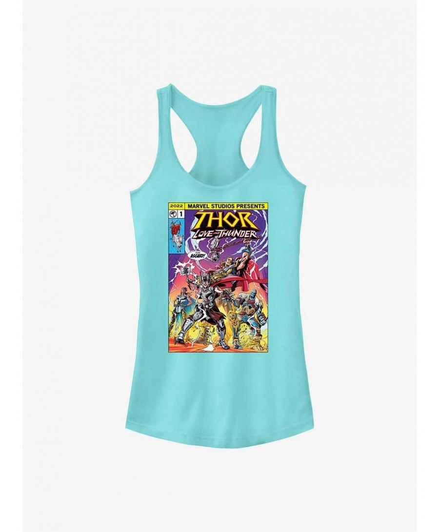 Low Price Marvel Thor: Love and Thunder For Asgard Comic Cover Girls Tank $6.97 Tanks