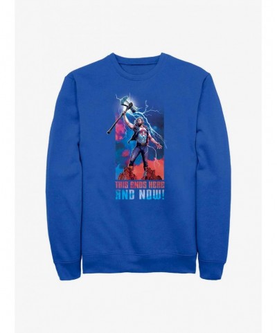 Unique Marvel Thor: Love and Thunder Ends Here and Now Sweatshirt $13.87 Sweatshirts