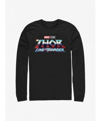 Clearance Marvel Thor: Love And Thunder Logo Long Sleeve T-Shirt $12.11 T-Shirts