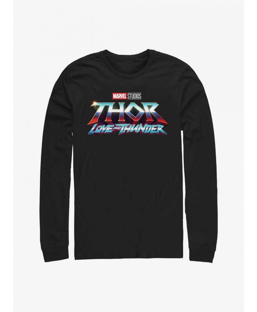 Clearance Marvel Thor: Love And Thunder Logo Long Sleeve T-Shirt $12.11 T-Shirts