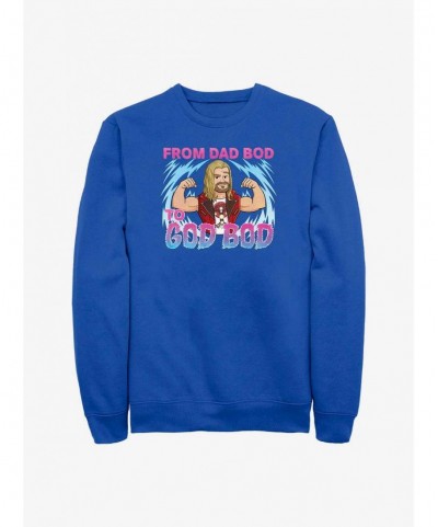 Exclusive Marvel Thor: Love and Thunder Dad Bod To God Bod Sweatshirt $13.28 Sweatshirts