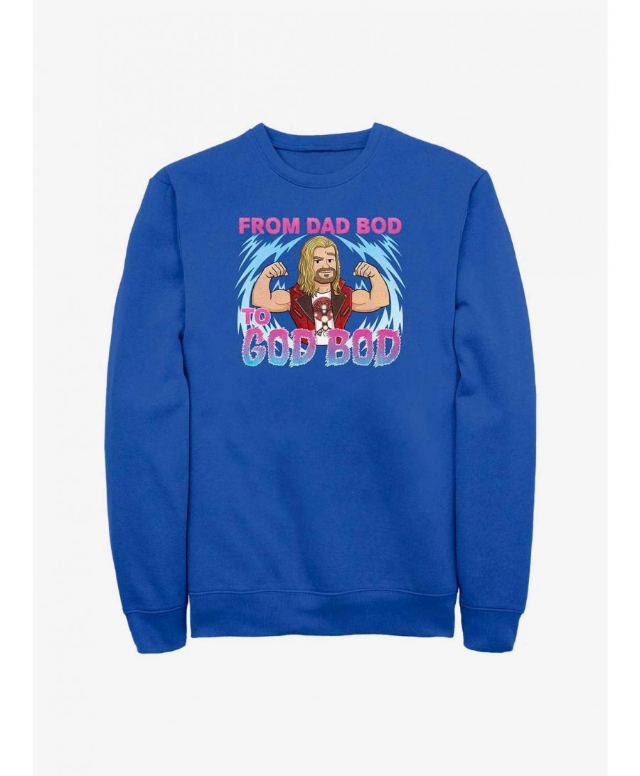 Exclusive Marvel Thor: Love and Thunder Dad Bod To God Bod Sweatshirt $13.28 Sweatshirts