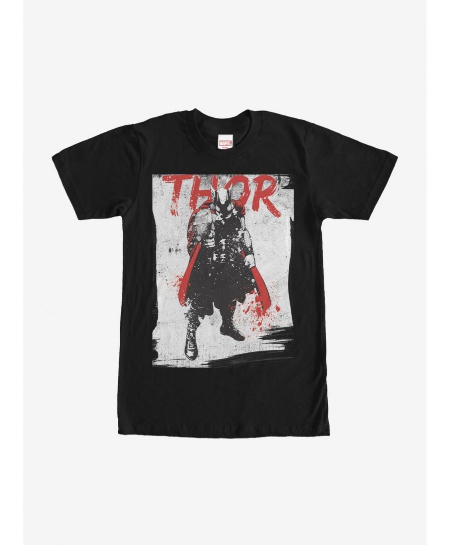 Limited Time Special Marvel Thor Paint Splatter Print T-Shirt $6.37 T-Shirts