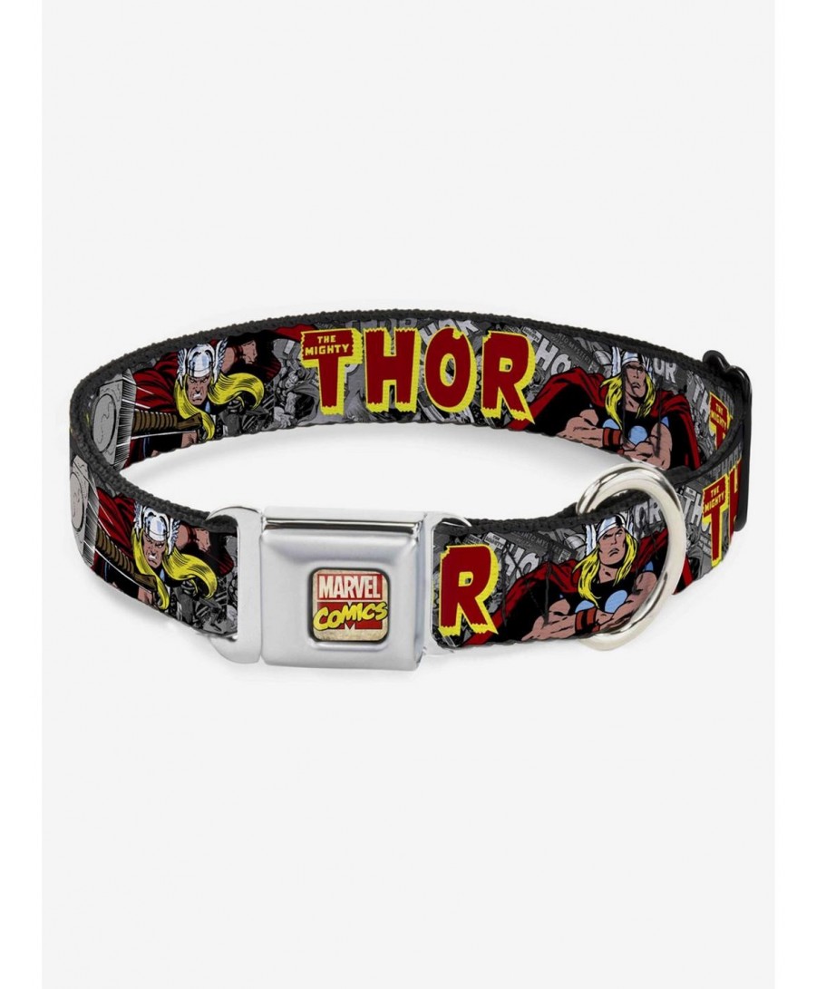 Fashion Marvel The Mighty Thor Action Poses Seatbelt Buckle Dog Collar $10.21 Pet Collars