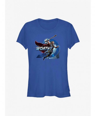 Clearance Marvel Thor: Love and Thunder Worthy Jump Girls T-Shirt $6.63 T-Shirts