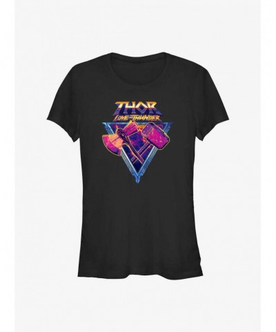 Value Item Marvel Thor: Love and Thunder Mjolnir and Stormbreaker Girls T-Shirt $6.31 T-Shirts