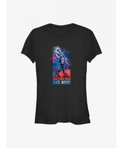 Clearance Marvel Thor: Love and Thunder Ends Here and Now Girls T-Shirt $5.18 T-Shirts