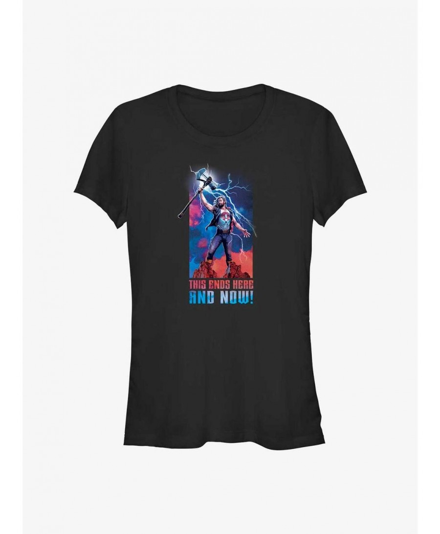 Clearance Marvel Thor: Love and Thunder Ends Here and Now Girls T-Shirt $5.18 T-Shirts