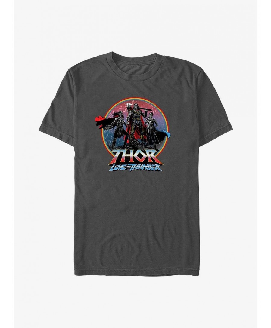 Pre-sale Marvel Thor: Love And Thunder Asgardians Circle Badge T-Shirt $5.12 T-Shirts