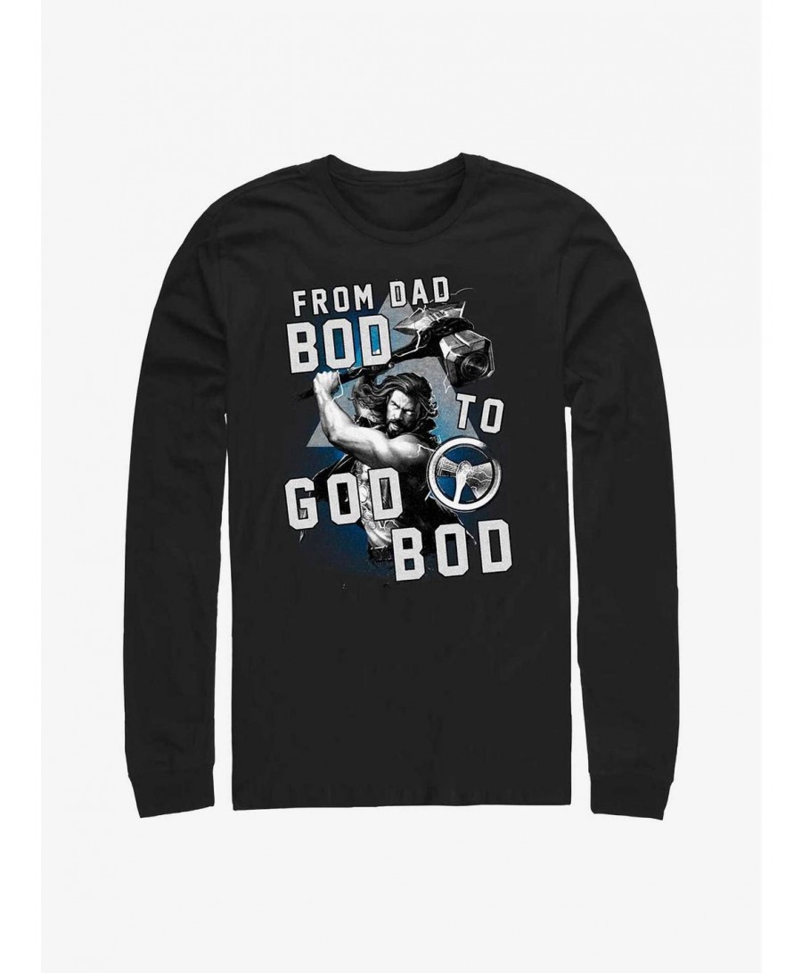 Discount Marvel Thor: Love and Thunder From Dad Bod To God Bod Long-Sleeve T-Shirt $8.42 T-Shirts