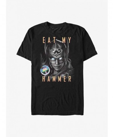 Sale Item Marvel Thor: Love and Thunder Eat My Hammer Dr. Jane Foster Portrait T-Shirt $6.99 T-Shirts