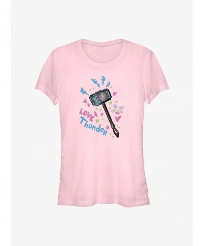 Hot Sale Marvel Thor: Love and Thunder Graffiti Hammer Girls T-Shirt $6.47 T-Shirts