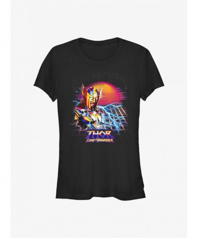 Absolute Discount Marvel Thor: Love and Thunder Synthwave Sunset Girls T-Shirt $6.96 T-Shirts