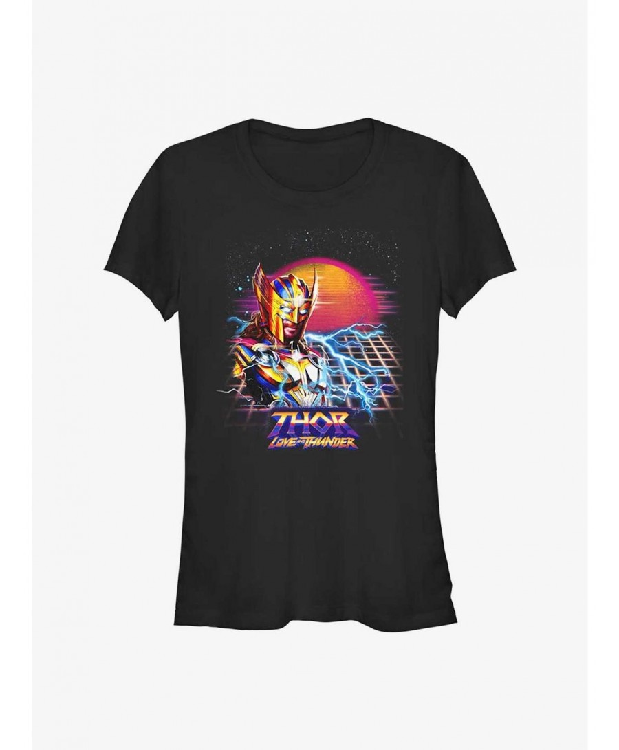 Absolute Discount Marvel Thor: Love and Thunder Synthwave Sunset Girls T-Shirt $6.96 T-Shirts