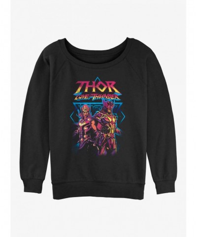 Unique Marvel Thor: Love and Thunder Mightiest Thor Girls Slouchy Sweatshirt $14.17 Sweatshirts