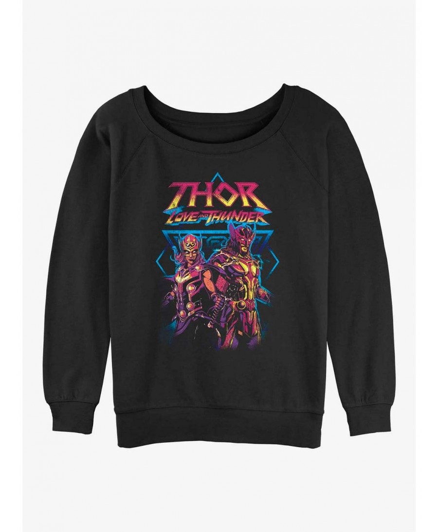 Unique Marvel Thor: Love and Thunder Mightiest Thor Girls Slouchy Sweatshirt $14.17 Sweatshirts