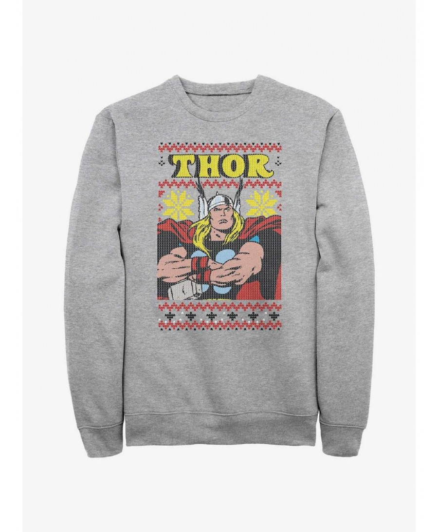 Best Deal Marvel Thor Asgardian Ugly Christmas Sweatshirt $10.92 Sweatshirts