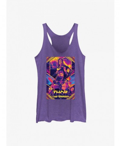 Crazy Deals Marvel Thor: Love And Thunder Neon Poster Girl's Tank $6.46 Tanks