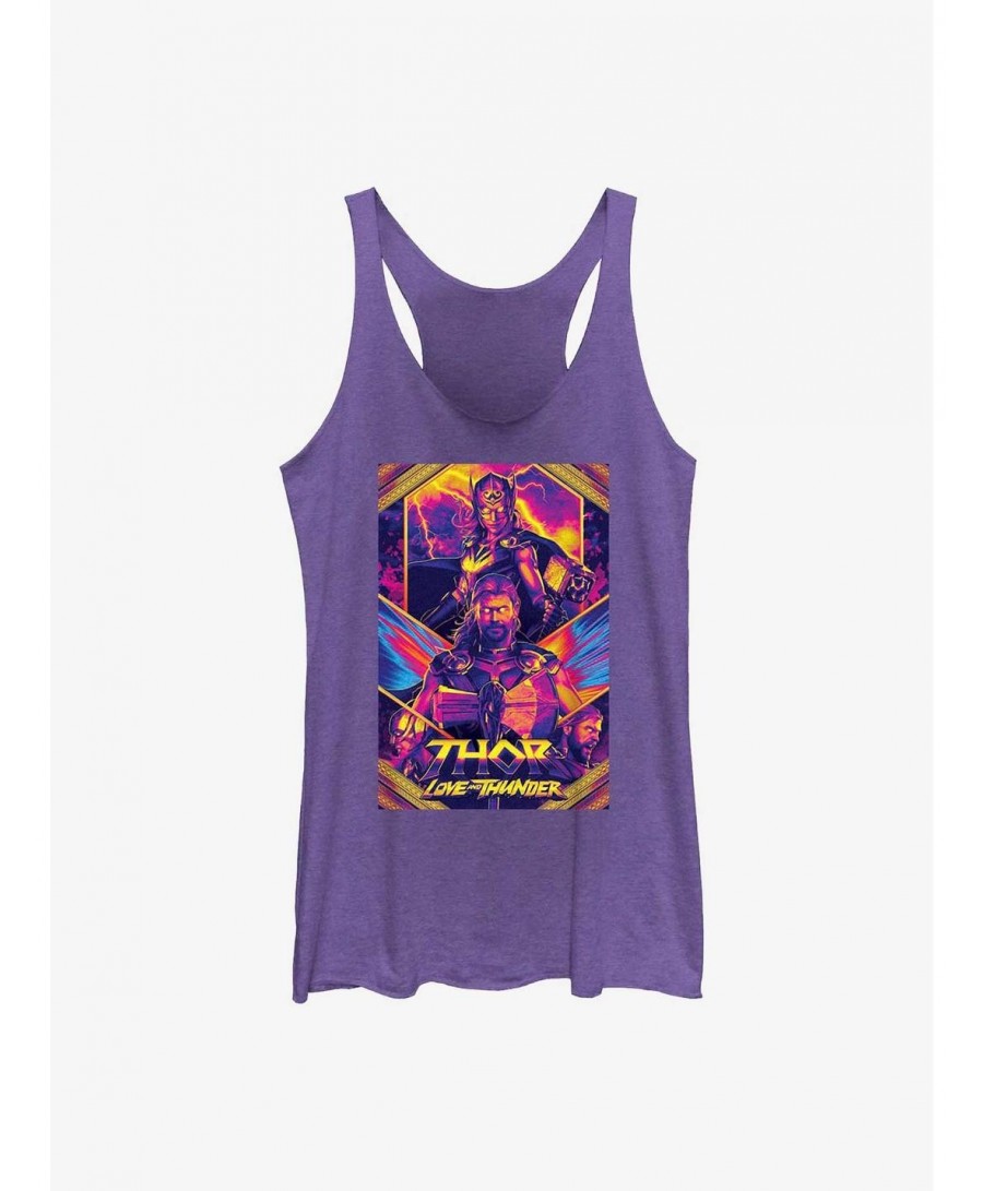 Crazy Deals Marvel Thor: Love And Thunder Neon Poster Girl's Tank $6.46 Tanks