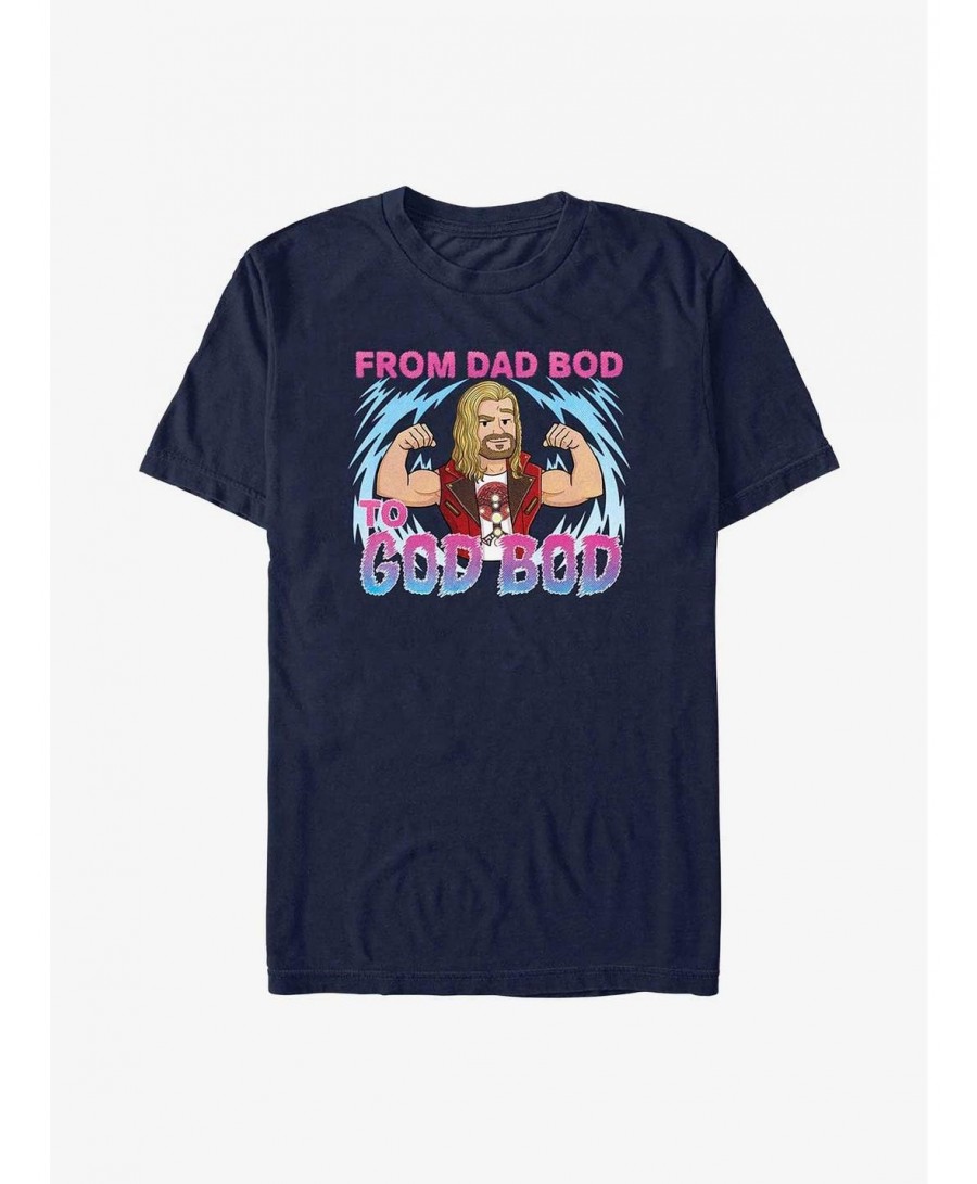 Low Price Marvel Thor: Love and Thunder Dad Bod To God Bod T-Shirt $7.77 T-Shirts