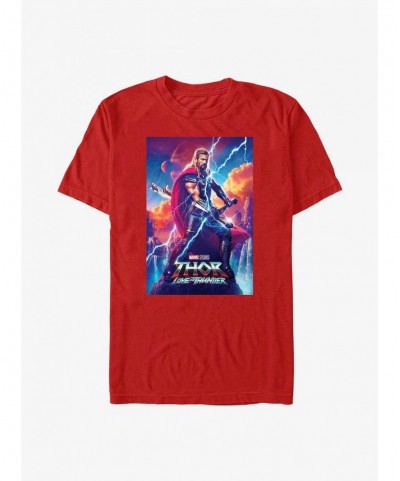 Exclusive Price Marvel Thor: Love and Thunder Asgardian Movie Poster T-Shirt $6.83 T-Shirts