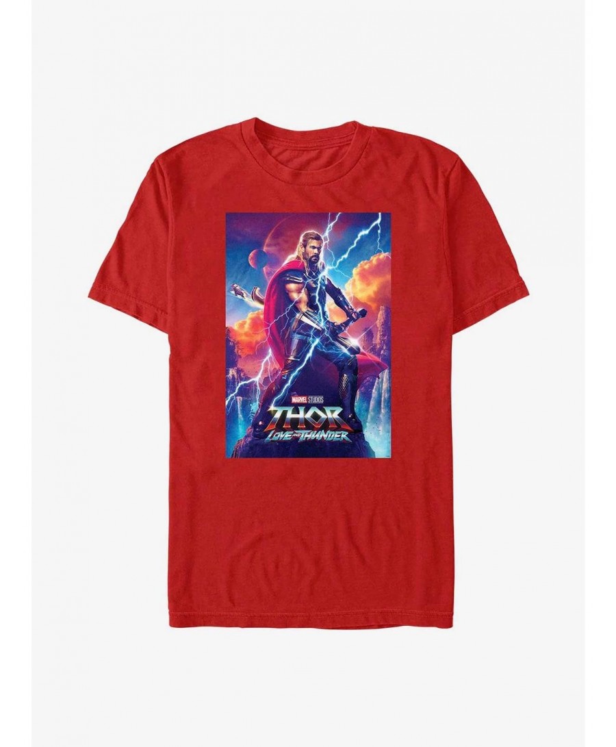 Exclusive Price Marvel Thor: Love and Thunder Asgardian Movie Poster T-Shirt $6.83 T-Shirts