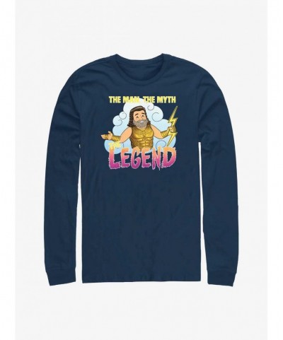 Seasonal Sale Marvel Thor: Love and Thunder Zeus Man Myth Legend Long-Sleeve T-Shirt $12.11 T-Shirts