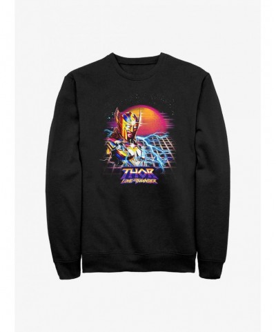 Value for Money Marvel Thor: Love And Thunder Synthwave Sunset Sweatshirt $9.74 Sweatshirts