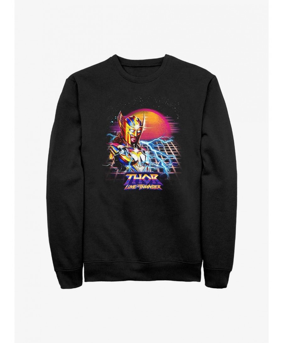 Value for Money Marvel Thor: Love And Thunder Synthwave Sunset Sweatshirt $9.74 Sweatshirts