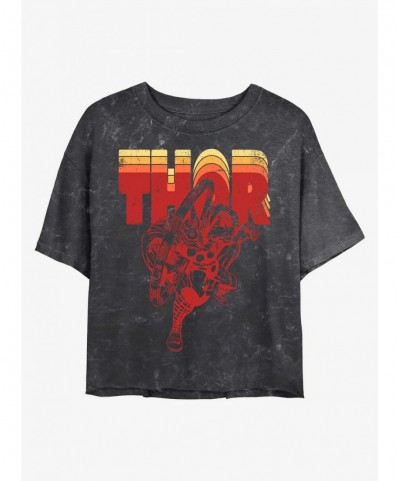 Wholesale Marvel Thor Retro Thor Mineral Wash Crop Girls T-Shirt $8.04 T-Shirts