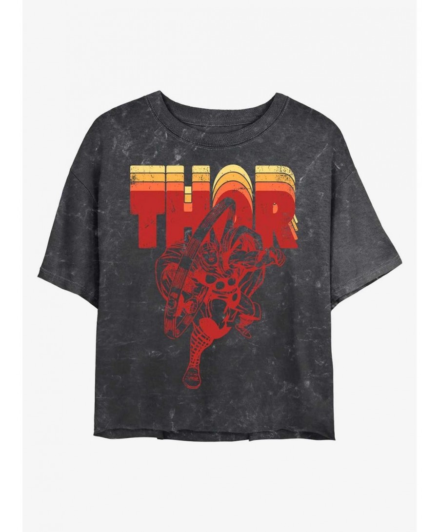 Wholesale Marvel Thor Retro Thor Mineral Wash Crop Girls T-Shirt $8.04 T-Shirts