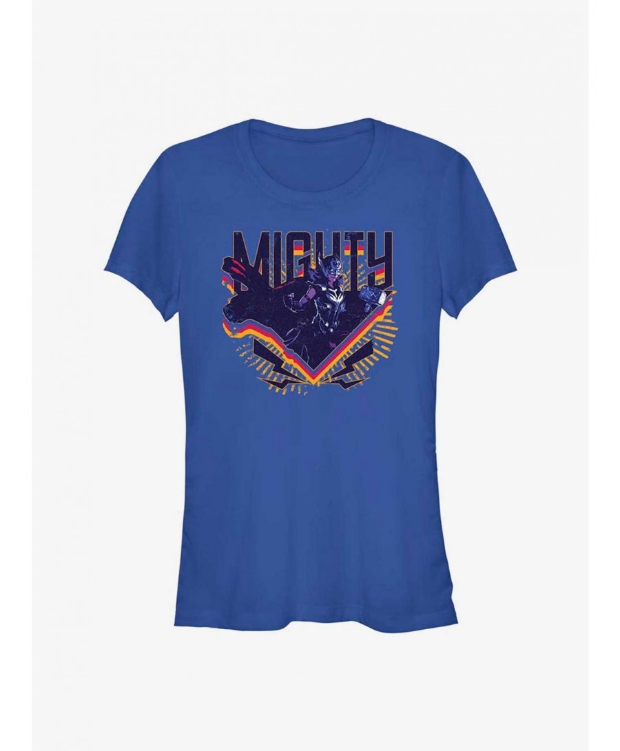 Value Item Marvel Thor: Love and Thunder Mighty Triangle Badge Girls T-Shirt $7.44 T-Shirts