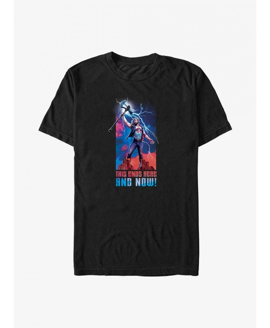 Hot Sale Marvel Thor: Love and Thunder Ends Here and Now T-Shirt $5.59 T-Shirts