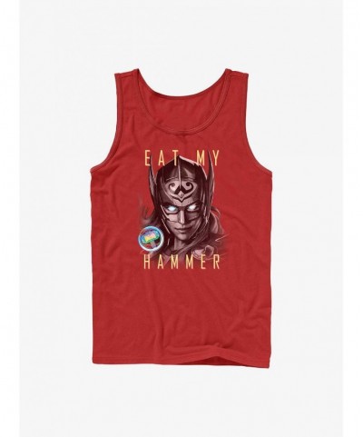 Pre-sale Discount Marvel Thor: Love and Thunder Eat My Hammer Dr. Jane Foster Portrait Tank $9.56 Tanks