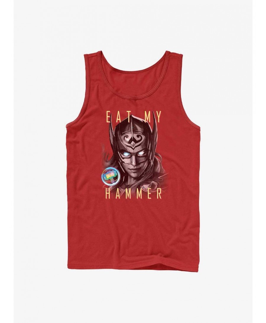 Pre-sale Discount Marvel Thor: Love and Thunder Eat My Hammer Dr. Jane Foster Portrait Tank $9.56 Tanks